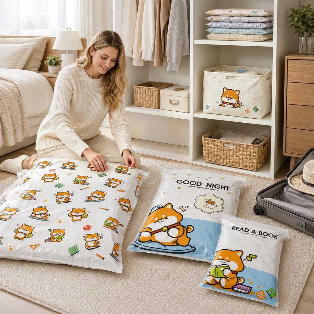 Vacuum Storage Bags for Bedding Quilt Comforter Duvet Organizer Space Saver with Air Removal Valve for Home Use