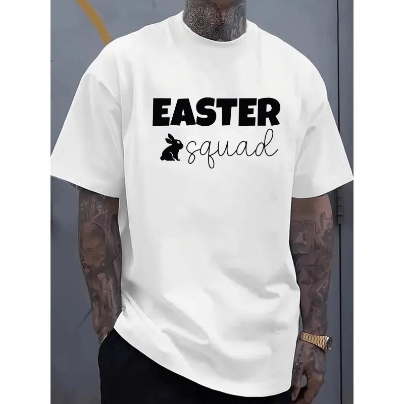 

Easter Squad Bunny Tee Mens T Shirts White Elegant 2026 Daily and Weekend Wear Weekend Casual Wear Spring and Summer Clothing S белый