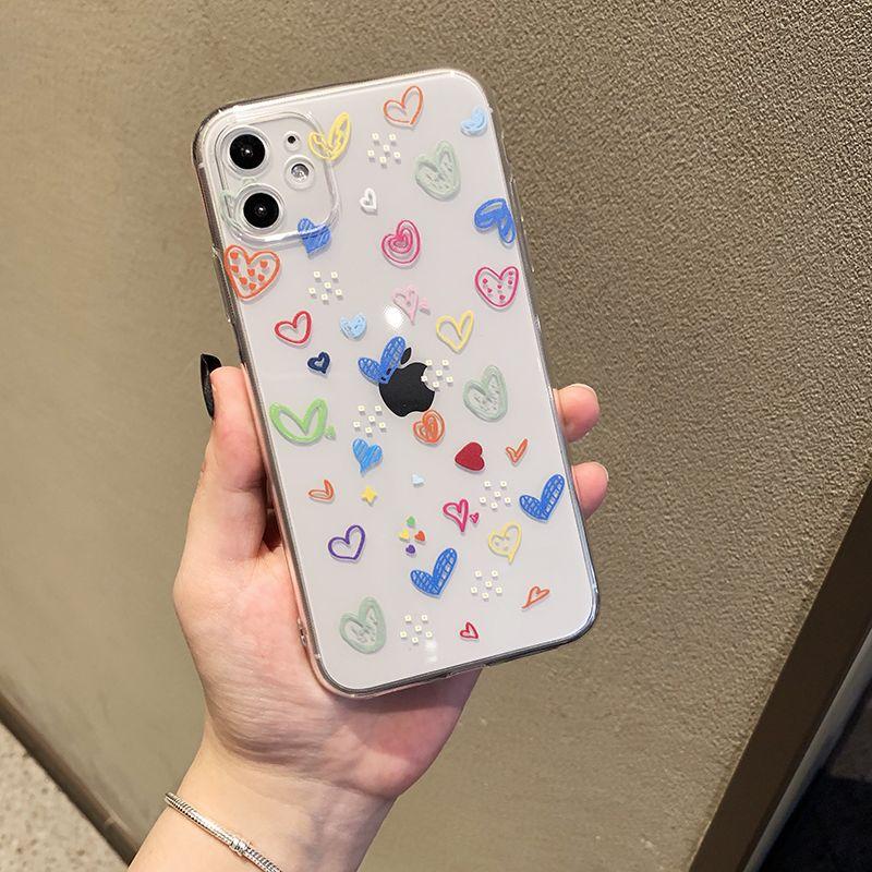 Fashion Flowers Case For Iphone17 16pro 15pro 14 13 12 11 12pro 13pro Max 14plus Silicone Anti Fall Protective Cover Heart Cover