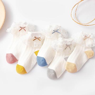 Jenter Sokker Vår Høst Blonde Volanger Ankel Sokker Bomull Baby Frilly Varm sokk Barn Bowknot Princess Blonde Danse Sokker 1-12Y