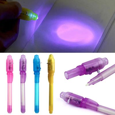 Modische Kinder Geheime Nachricht Unsichtbare Tinte LED Detektor Lichter Stifte Kugelschreiber