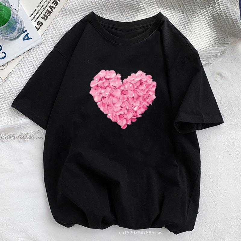 Sommermode Lockerer Print Rundhals Reine Baumwolle Damen Kurzarmshirt T-Shirts Damen