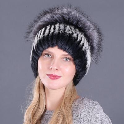 Autumn and Winter New Fur Hat for Children, Fashionable Imitation Fox Fur Warm Knitted Wool Hat for Women