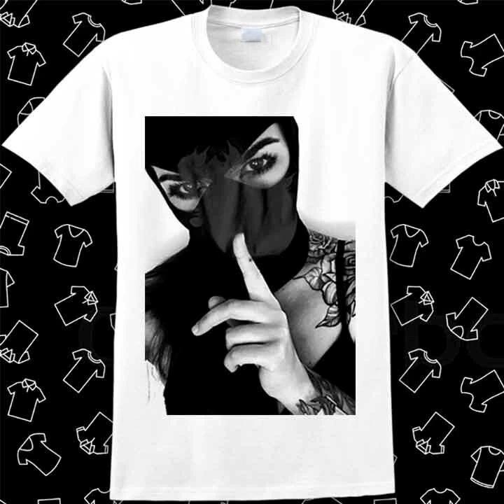 Sexy Tattoo Girl PinUp Balaclava T Shirt Meme Gift Funny Vintage Style 782 M