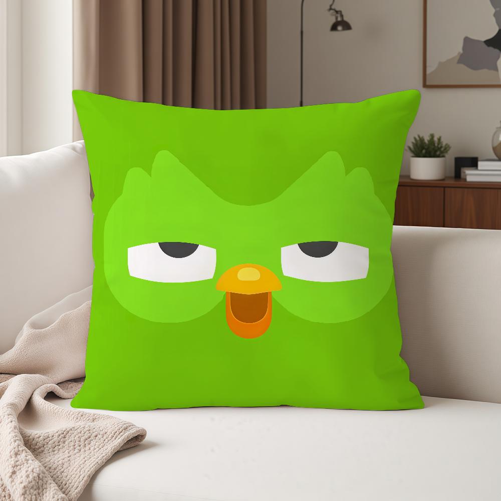 Educational Cartoon DDuolingo Pillow Case Suitable For Bedrooms Living Rooms Cars Home Decoration