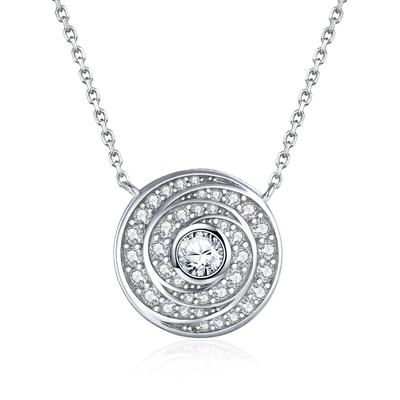 S925 Sterling Silver Time Diamond Plate Zircon Necklace Female Design Feeling European and American Fashion Big Brand Round Pendant Collarbone Chain