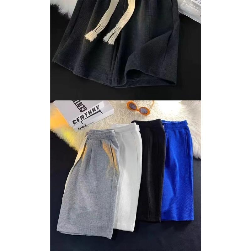 Solid Shorts Summer Men's Fashion Trendy Brand Lightweight Drawstring Basketball Sports Fitness Middle Pants