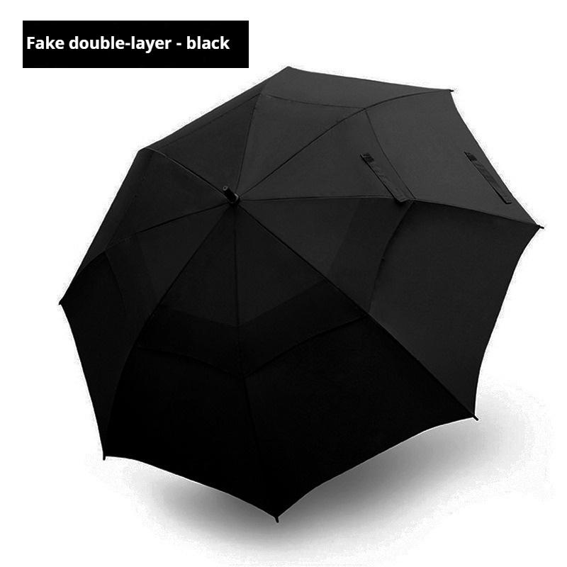Add full fiber fake double-layer wind resistant business long handle umbrella breathable men's golf