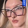 X Cross Glasses Frame Large Frame Cat Eye Metal Anti-blue Flat Glasses Female Personality Internet Celebrity European and American Fashion Glasses