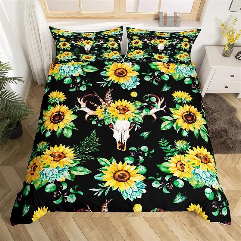 Oksekranie Dynetrekk King Western Cowboy Sengetøy Sett Gårdshus Hatt Sko Dyne Trekk Mikrofiber Kaktus Ørken Dynetrekk