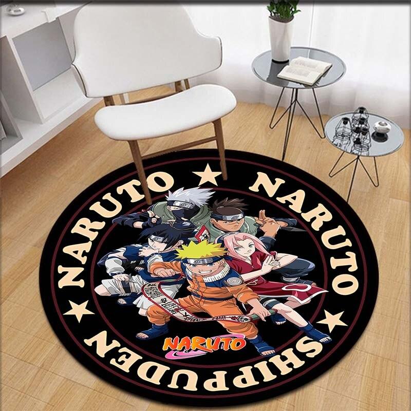 Anime Naruto Print Plocha koberce Koberce Kulatý koberec do obývacího pokoje Podložka na podlahu Flanelová protiskluzová podložka pro děti