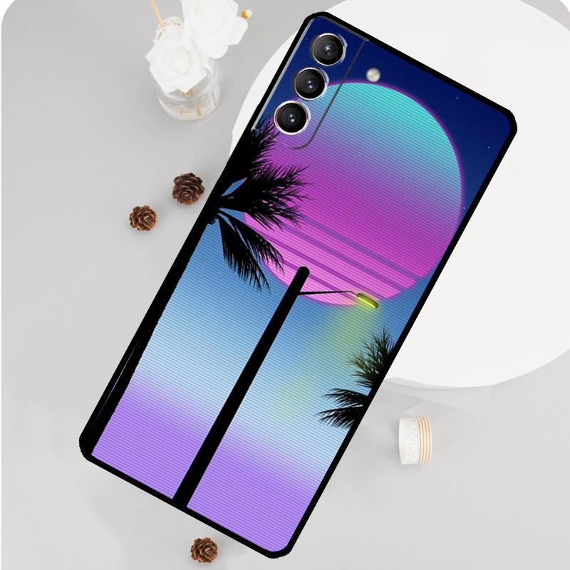 Retrowave Neon Palms Tree Phone Case For Samsung Galaxy S26 S25 S24 S20 S21 S22 S23 Ultra S10 Plus S25 FE Funda Cover