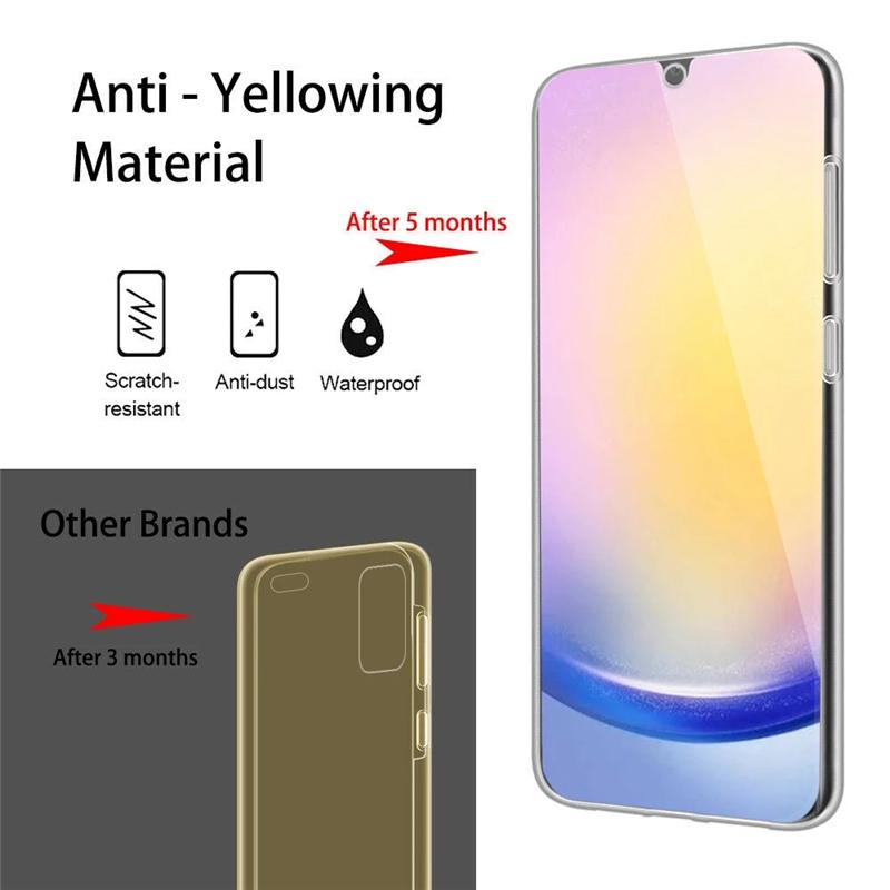 Clear 360 Double Full Case For Samsung Galaxy A05S A25 A55 A04S A14 A54 S23 S24 Xiaomi Redmi Note 13 iPhone 15 14 13 12 11 Pro Max Soft Silicone Cover