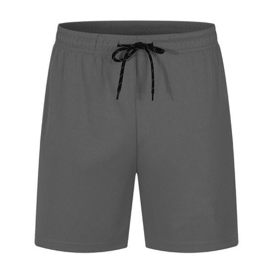 Men Shorts Elastic Waist Adjustable Drawstring Wide Leg Shorts with Pockets Solid Color Beach Casual Shorts