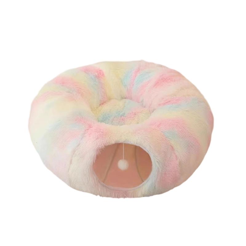 

Soft Plush Foldable Cats Bed Tunnel with Space Saving Providing Warmth and Entertainment for Cats Indoor or Outdoors