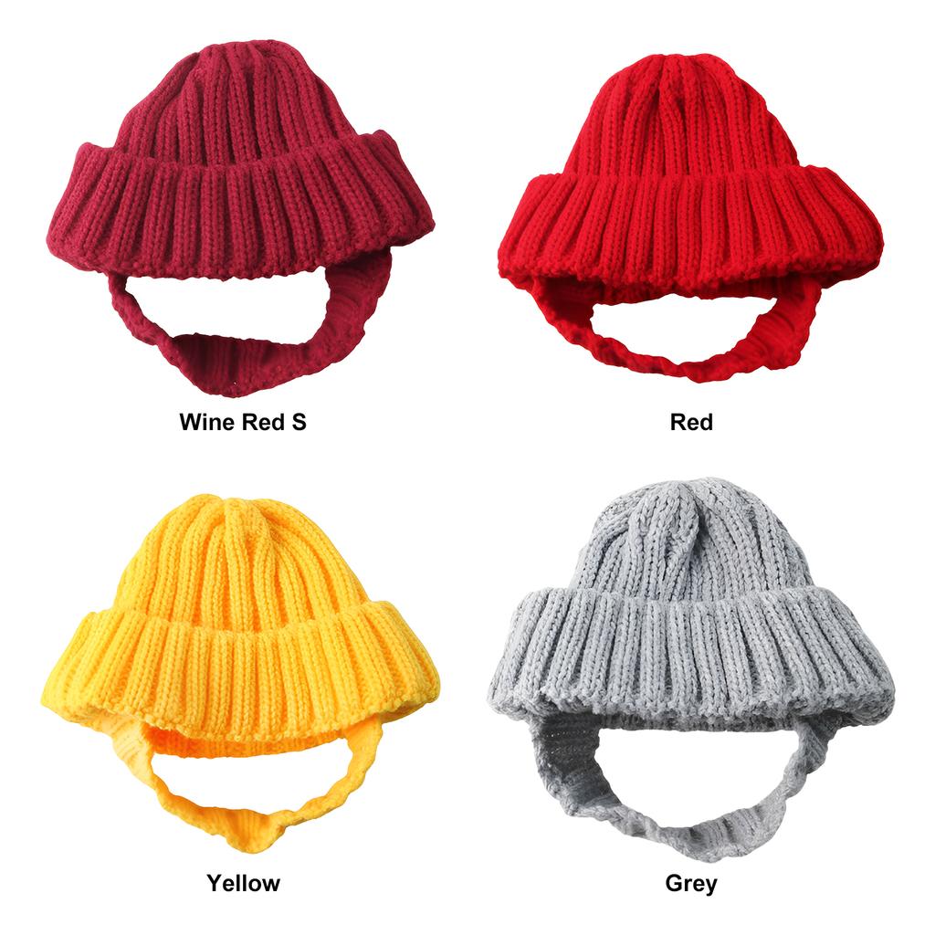 Soft Knit Dog Beanie with Ear Holes Knitted Pet Hat Ear-Exposing Headgear Christmas Pet Thermal Accessories