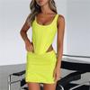 2023 Women Sexy 2Pcs Outfits Sleeveless Bustier Corset Crop Top+High Waist Split Bodycon Mini Skirt Set E-Girl Streetwear