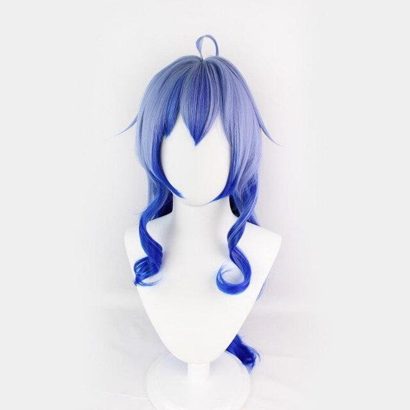 Anime 80CM GANYU Wig Genshin Impact Cosplay Gradient Purple Blue Long Straight Heat Resistant Hair Women Halloween