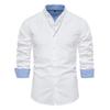 Men's Long Sleeve Button-Up Shirt, Cotton Blend Color Block Collared Shirt, Breathable Wrinkle-Free Casual Top