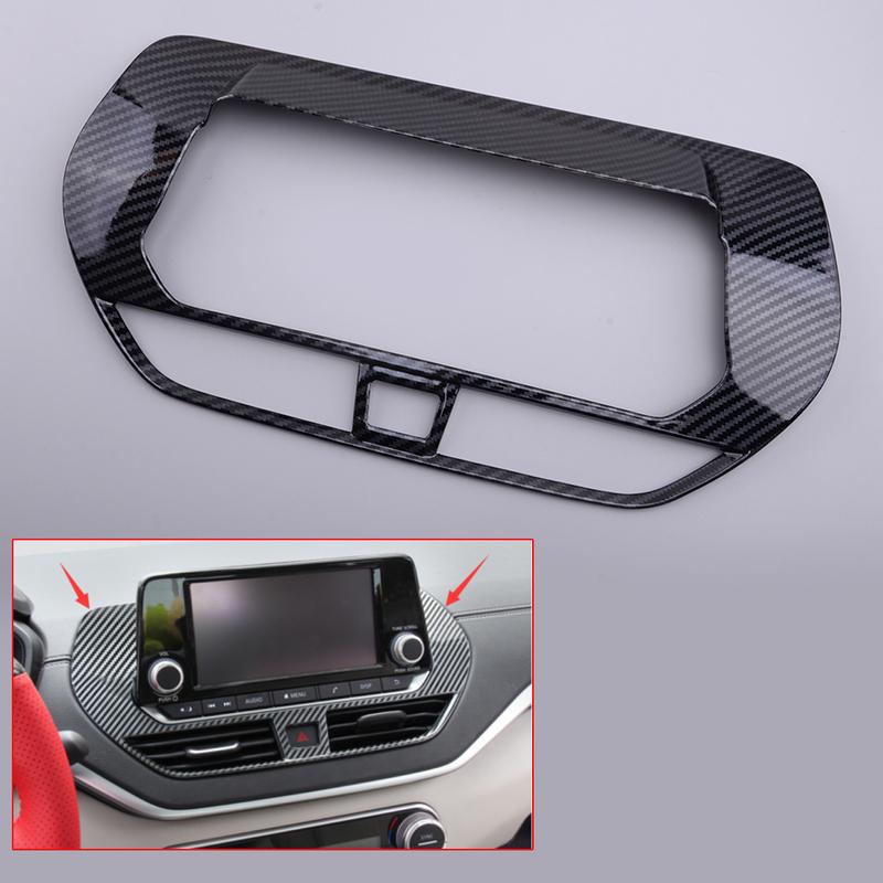 Car Front Central Console Navigation Frame Cover Trim Decor Bezel ABS Carbon Fiber Texture Fit for Nissan Teana Altima