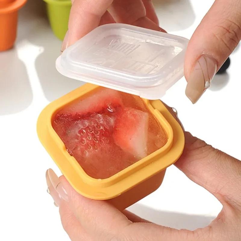 12/1Pcs Ice Cube Mold Reusable Square Ice Cube Mould With Lid For DIY Ice Cream Whiskey Cocktail Mould Household Kitchen Gadgets