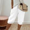 Spodnie casualowe z kieszeniami, oddychająca, elastyczna talia, jednolity kolor, styl vintage, luźne, ściągane sznurkiem, do kolan, damskie