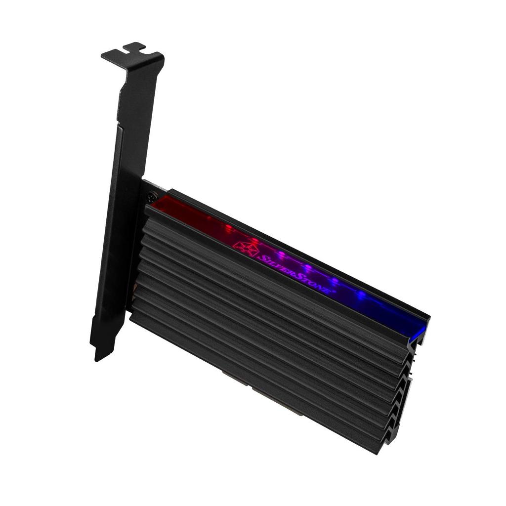 Silver Stone M.2 NVMe SSD NGFF M-Key To PCIe X4 ARGB Adapter Card (with Cooling Pad) SST-ECM24-ARGB