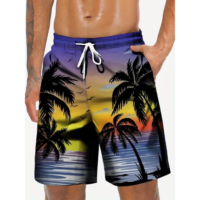 Tropical Palm Tree Print Men's Board Shorts 3D Print Men Beach Shorts Summer Outdoor Short Pants Party Holiday Sports Shorts