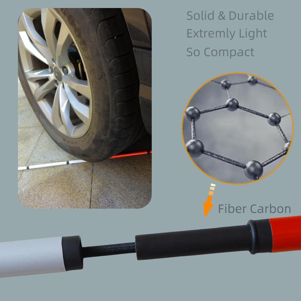 Carbon Fiber Six-Section Folding Cane with Hard Shell Case for the Blind and Visually Impaired (Yellow Grip, 110 Cm)