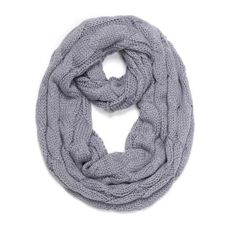 

Новый женский однотонный шерстяной шарф-снуд с косами, зимний утеплитель для шеи, воротник-хомут, круглые шарфы One Size светло-серый