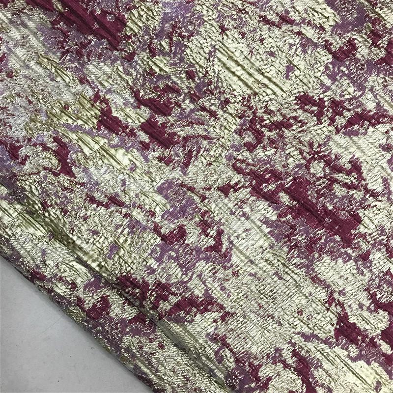 High-End Gold Silk Jacquard Dress: European and American Style