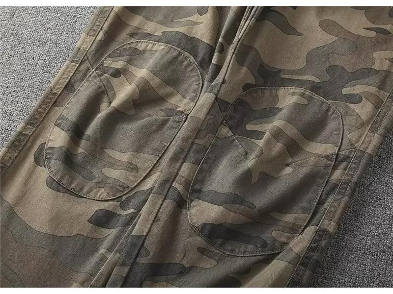 Men's American Retro Slim-Fit Camouflage Overalls with Three-Dimensional Tailoring