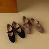 Krazing Pot Piele de Oaie Suedeză Vară Mărimea 40 păr de cal leopard mary janes Tocuri Joase vârf rotund Balerini eleganți decupați