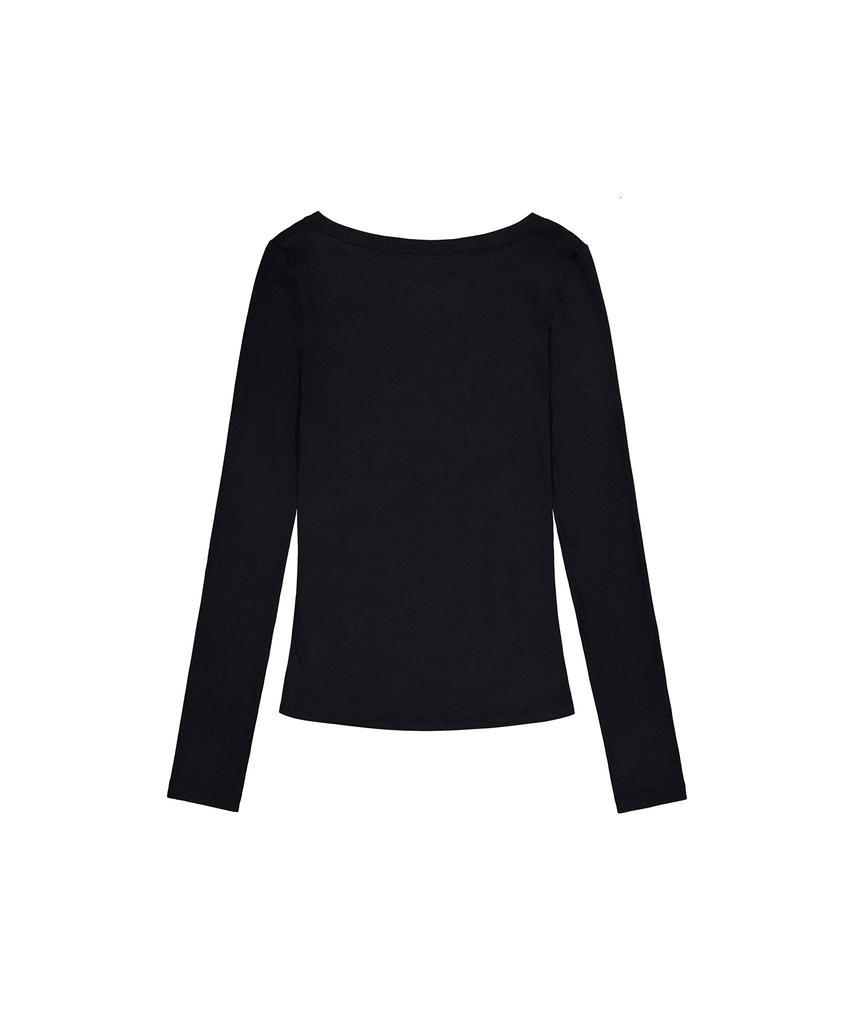 Iwaiial Hotfix Drape Off Shoulder Long Sleeve - Black