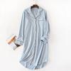 Women's Long Sleeve Strawberry Knit Robe - Soft Cotton Swallowtail Lapel Nightgown for Spring and Autumn