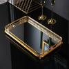Rectangular Glass Mirror Tray European-style Simple Metal Coffee Table Tray Round Hollow Gold Rim Decorative Plate Ornaments