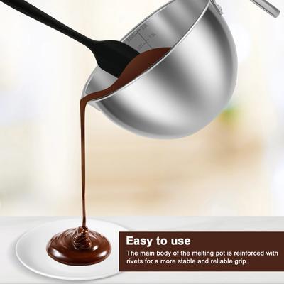 Double Boiler Pot with Silicone Spatula Cheese Chocolate Melting Pot Stainless Steel Pot for Melting Chocolate Candy Candle