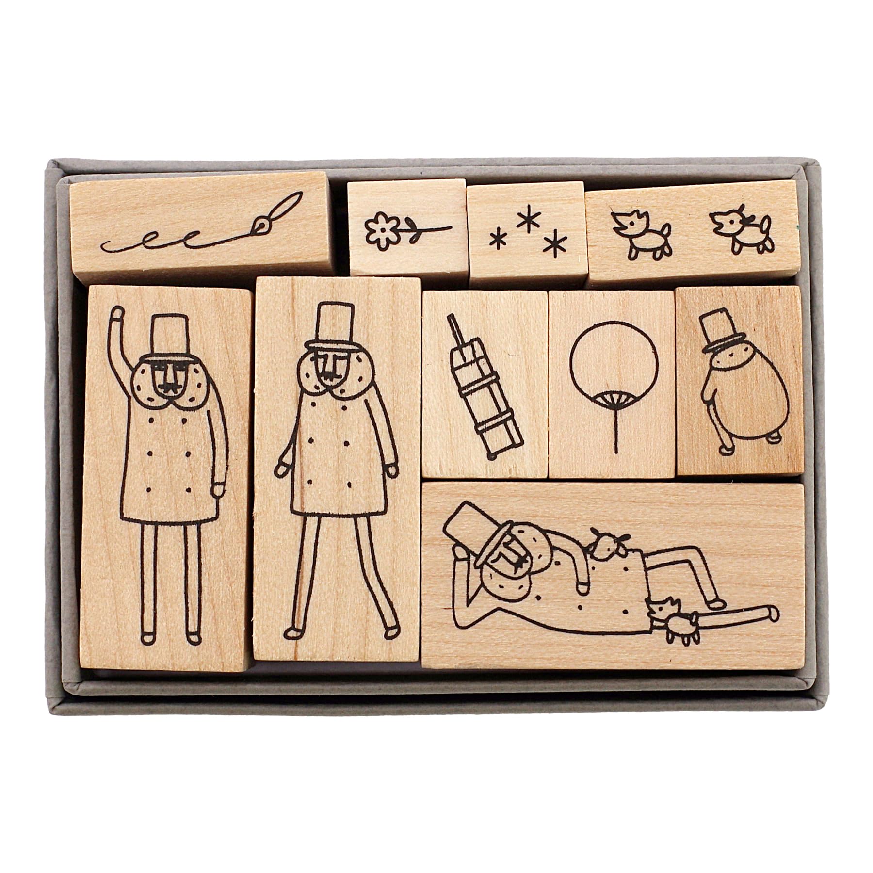 

Midori Stamp Wooden Pattern 30th 35597006 Set, A, Ojisan, Anniversary,