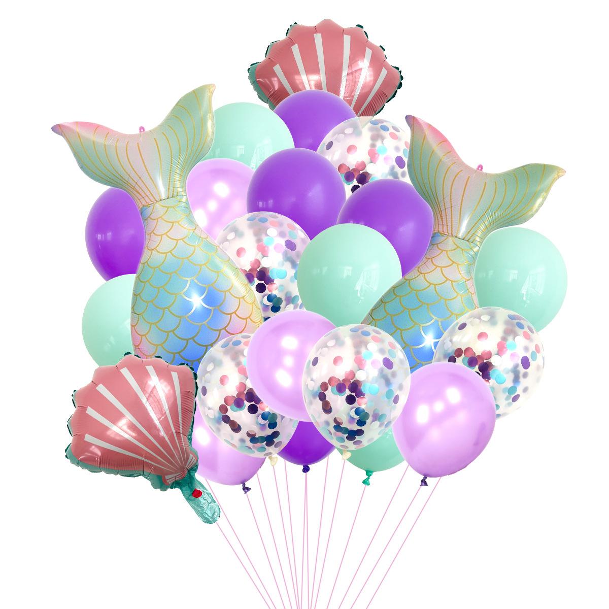 

Tail Balloon Theme Party Children S Birthday Arrangement Cartoon Aluminum Film Balloon Set 25 Mermaid Theme Balloon Package 3