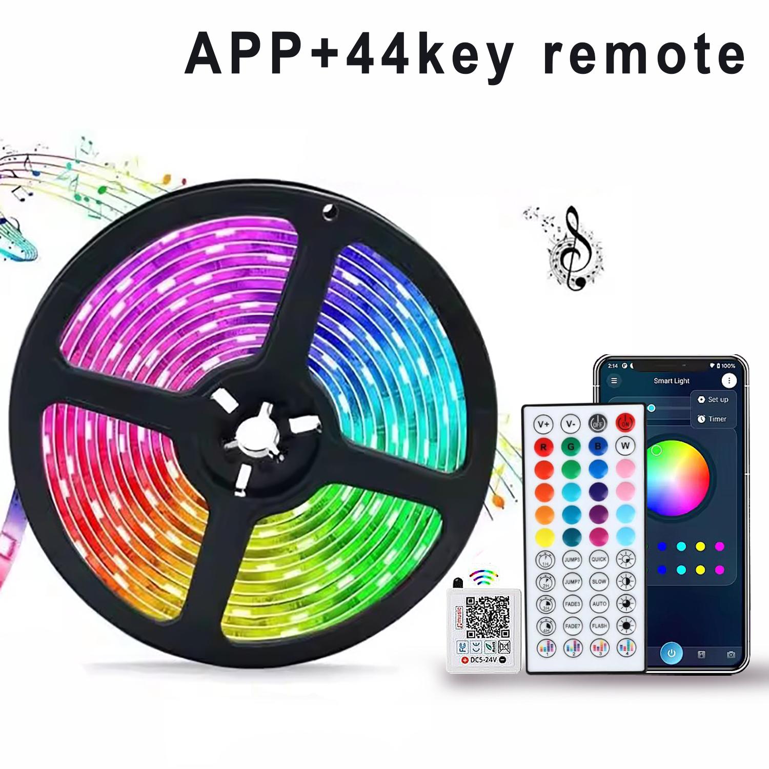 

Светодиодные лампы RGB для комнаты с управлением через приложение, светодиодная лента DC24V, гибкая лента, диод с пультом дистанционного управления для домашнего освещения спальни EU adapter&3m синий