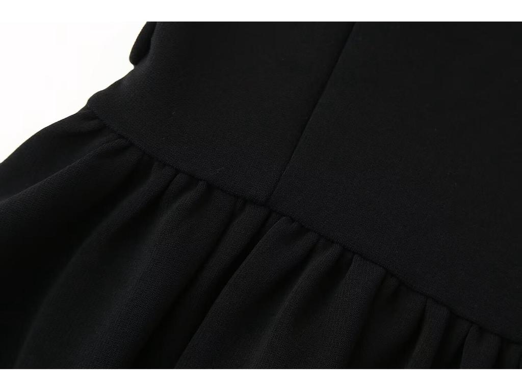 2025 Spring Women's European & American Style Pleated Boat Neck Slim Sleeveless Dress