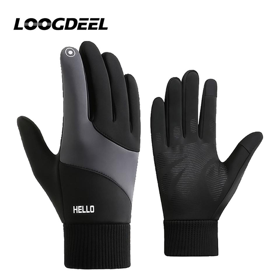 Loogdeel Motorcycle Bike Men Women Touchscreen Windproof Non-Slip Skiing Cycling Unisex Outdoor Sports Gloves Winter Warm Gloves
