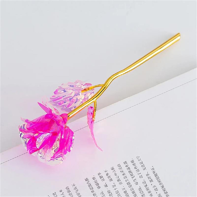 18cm 24k Golden Rose Flower Valentine Day Gift Artificial Roses Foil Rose Flowers Party Wedding Decoration Holiday Present