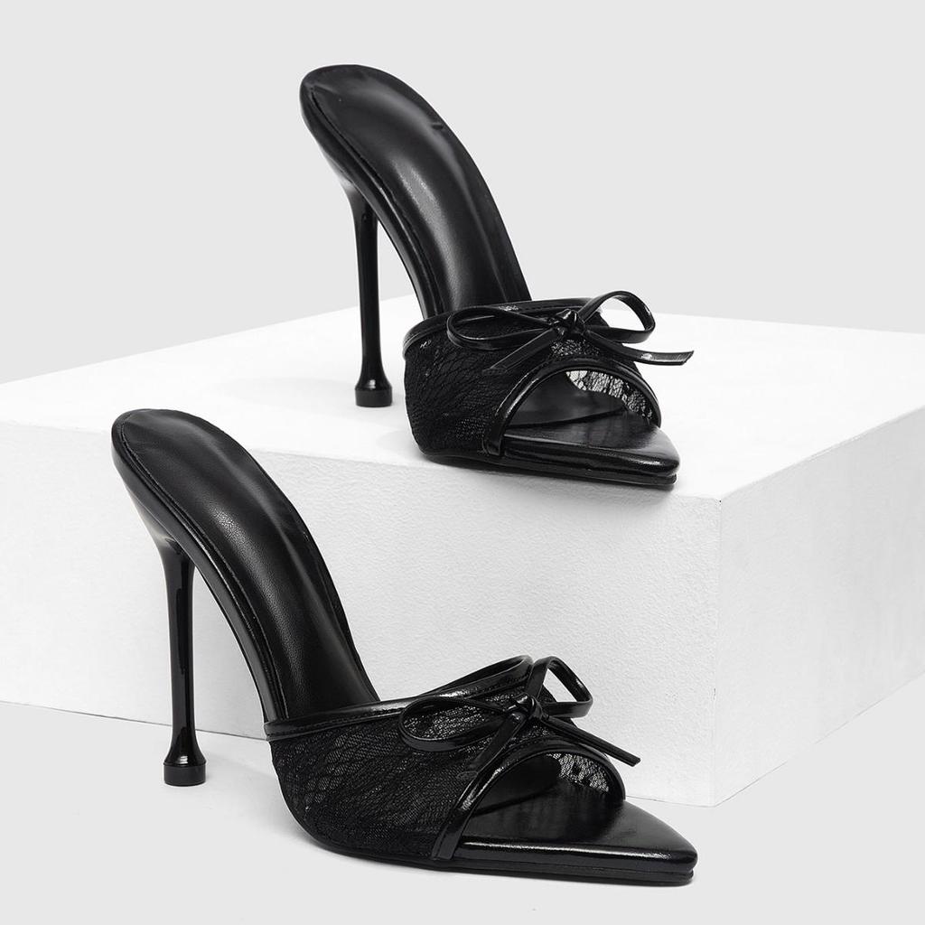 2026 Summer Sexy Mesh High Heel Slides for Women, European and American Style, Sizes 35-43