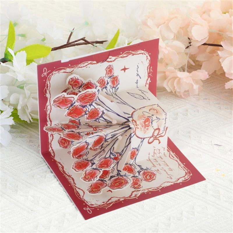 Flower Popup Card 3D Popup Greetings Cards with Blank Note Cards and Envelope for Mother Day Valentines Day Birthday Gift