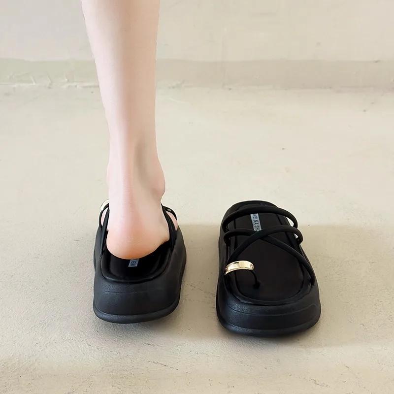 Fashion Original Women's Summer High Heels Slope Heel Thi Bot Sandals Beautiful Strap Slippers Comfortable PU Material Rubber Sole