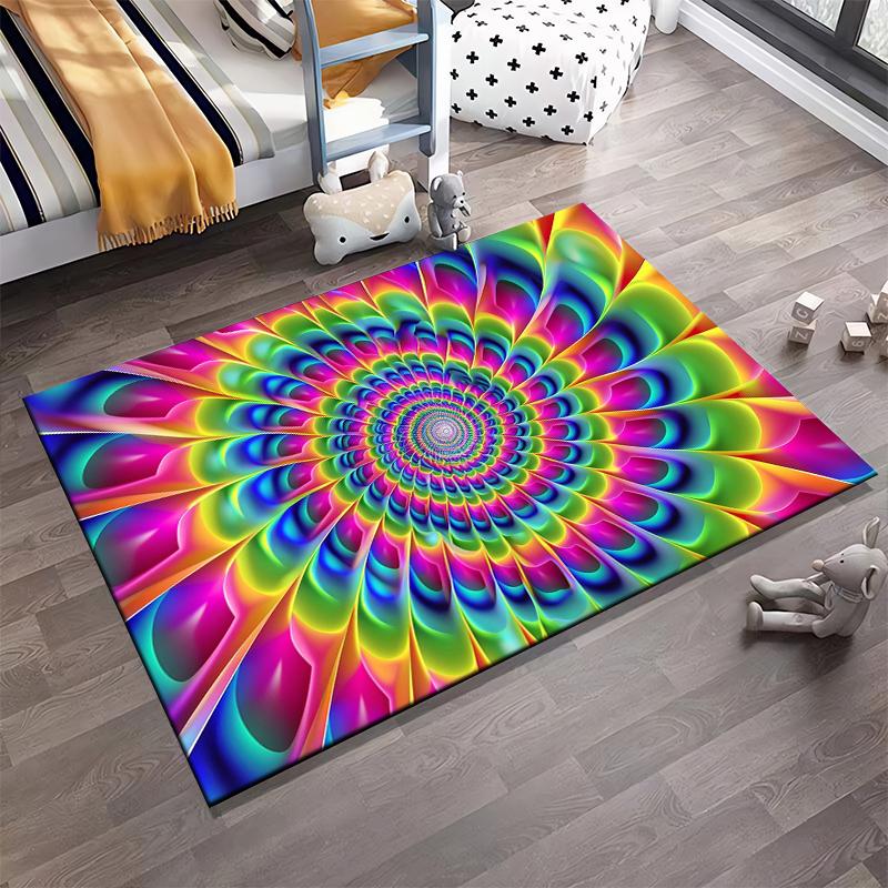 Colorful Rainbow Mandala Design Carpet for Living Room Decor Suitable for use as an anti-slip for living room bedroom sofas