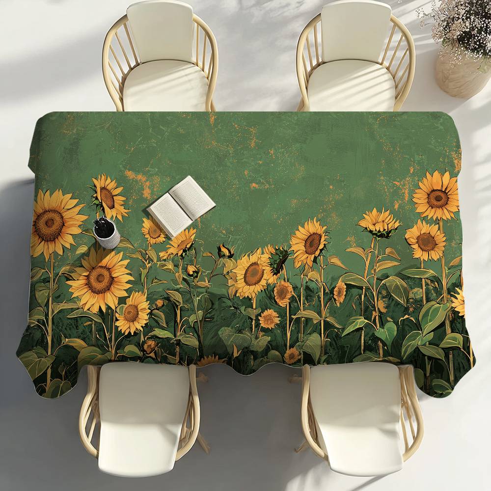 Zonnebloem Schilderen Tafelkleed Feest Decor Eetkamer Huis Keuken Terrassen Waterdicht Vlekbestendig Tafelkleed 160x240cm