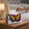 2D Flat, 1pc Elegant Butterfly Floral Decorative Tissue Box | Polyester Material, Suitable for Home Parties, Car, Kitchen, Bathroom, Perfect Choice Fo