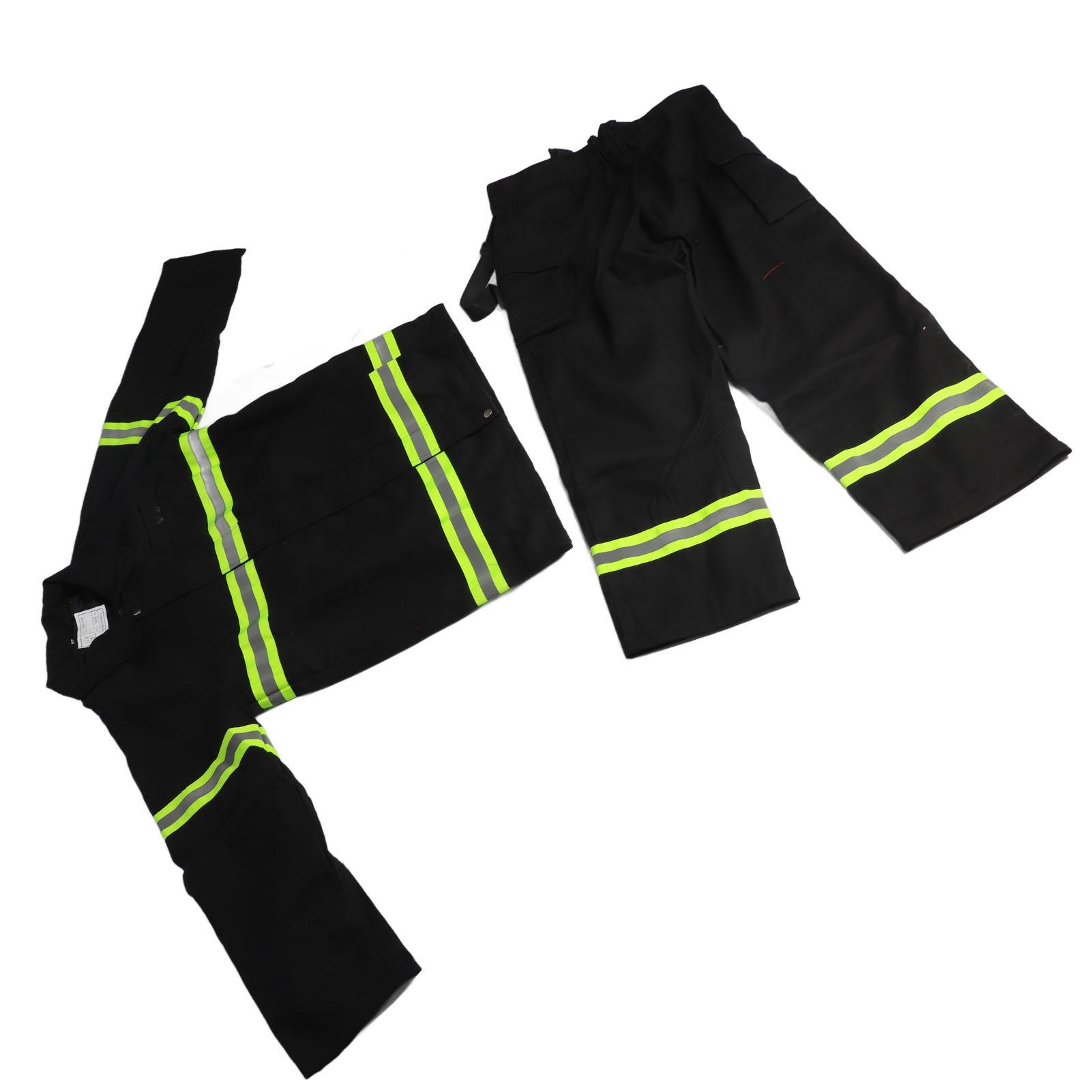 5 Piece Set Flame Retardant Workwear with Reflective Tape High Visibility Heat Insulation Safety Clothing Suit Navy Blue M Flame retardant cotton + ABS + nylon